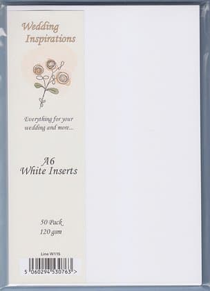Card Inserts, A6, Plain White (50 pack)