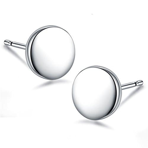 Women's Sterling Silver Simple Tiny Dot Stud Earrings Round Disc Earrings