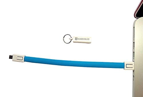 INNOVOLVE ChargeLoop - Keychain USB 2.0 charger cable/data cable Micro USB - flat cable for Smartphone/mobile phones e.g. Samsung Galaxy Edge, HTC, Huawei, Sony etc. - Portable charger cable for a keyring (Micro Usb, Blue)