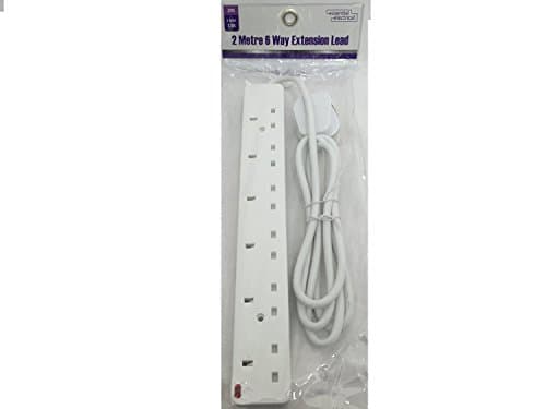 6-Socket 13A Extension Lead with 2m Cable - White