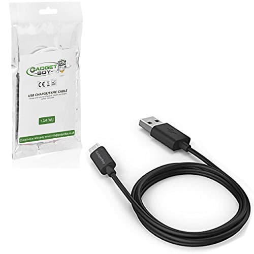 GadgetBoy Sync & Charger Micro USB Data Lead Cable for Samsung Galaxy S7, S6, Note 6 5 4 Edge, LG G4, Motorola Moto X, HTC One M9, Google Nexus, Nokia Smartphones devices microUSB charging 1.2M / 4ft - Black