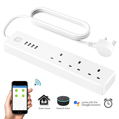 Frontoppy Wi-Fi Smart Power Strip Surge Protector Multi-Socket with 3 Sockets 4 USB Port, Alexa ECHO / Smart Home Control Switch Timer, APP Remote via IOS Android Smartphone (1 Pack)