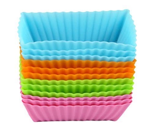 Bakerpan Silicone Mini Cake Holders, Mini Loaf Cup, Rectangle Shape, 12 Pack by Bakerpan