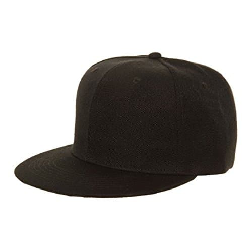 BLACK SNAPBACK FLAT PEAK BASEBALL CAP (one size adjustable)