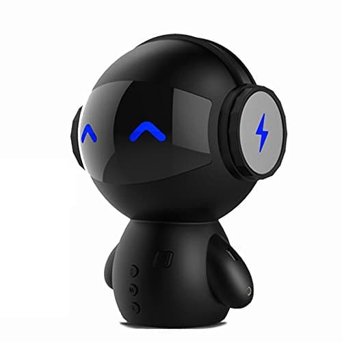 Wireless Bluetooth Stereo Mini Robot Speaker, Smart Bluetooth Speaker with Power Bank - Supports TF & MP3 AUX, Built-in Speaker Phone Microphone (Black)