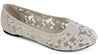 GreatonuWomen Shoes Cut Out Slip On Synthetic Lace Ballet Flats