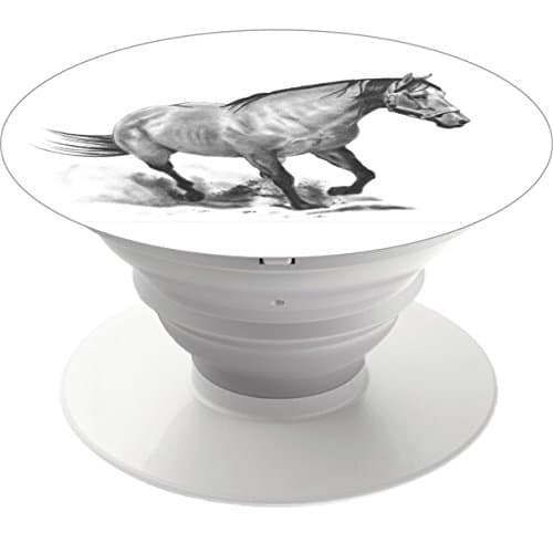 Multi-Function Pop Out Phone Grip and Stand, Socket Mobile Holder for your Phone &amp; Tablet - horse realism pencil art