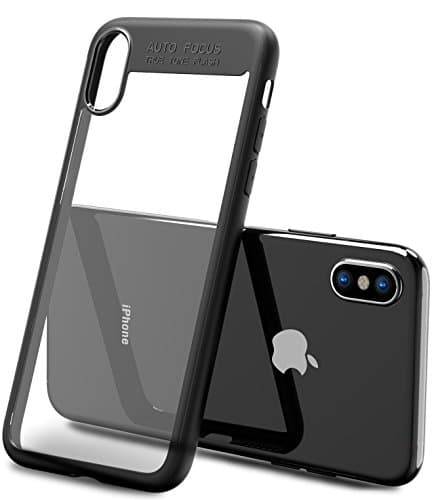 iPhone X Case,Weideworld Shock Absorption Anti-Scratch PC Clear Back and Soft Silicone Protective Cover Case for iPhone X Black