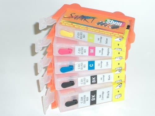Start 5 Refillable Replacement Cartridges Auto Reset Chips ARC with 350 ml Refill Ink Compatible with 520BK / 521BK / 521CMY and Canon Pixma MP540 / MP550 / MP560 / MP620 / MP630 / MP640 / MP980 / MP990 / MP 540 / 550 / 560 / 620 / 630 / 640 / 980 / 990