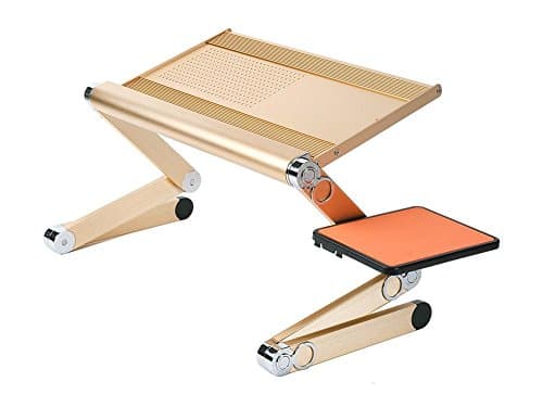 Portable Adjustable Laptop Computer Notebook Desk Stand Table Folding for Bed Couch - 24 Zinc alloy Gears , gold