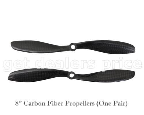 8 Multirotor Carbon Standard &amp; Reverse Propellers, One Pair with DJI Hole for Fw450/550 and DJI Phantom