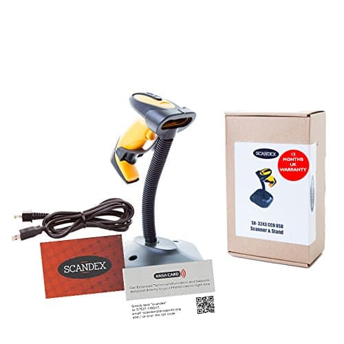 Automatic Barcode Scanner (CCD Sensor) &amp; Stand KIT, Scandex SX-3243. Manuals &amp; set-up videos available. 12 Months UK Warranty.