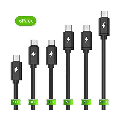 Micro Usb Cables,CIMOXI High Speed Data Sync Fast USB Charging Cables (1Ft 3Ft 6Ft 10Ft)[Short and Long Micro Usb Charge Cable Set] for Android,Samsung,HTC,LG,Sony,Windows (6-PACK)