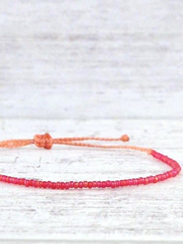 Ruby Red Dainty Seed Bead Friendship String Bracelet - Adjustable