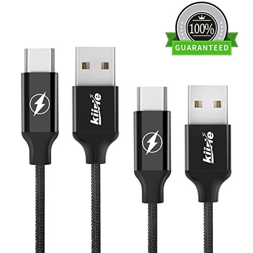 Kiirie USB Type C Cable, 2Pack 3.3ft 6.6ft Nylon Braided Cord Fast Charger with Reversible Connector for Samsung Galaxy S8 / S8 Plus, LG, Nexus,Google, Huawei, Macbook 12" and more