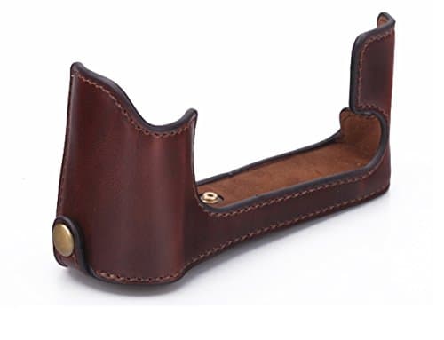 JUNIPA Camera Leather Half Case Bottom Case for Fujifilm XT10 Digital Camera - Coffee