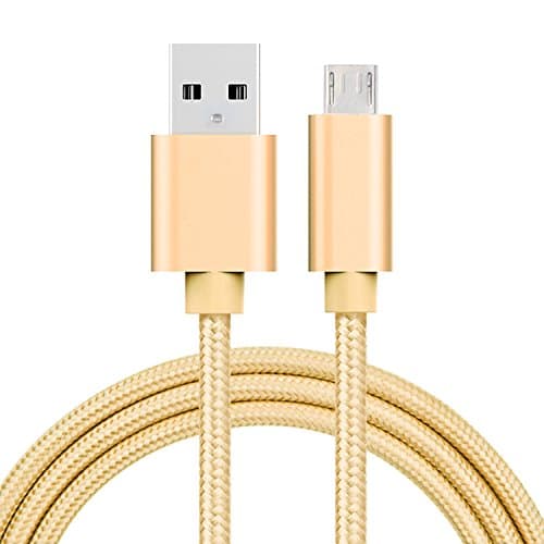 Micro USB 2.0 Cable MUNSTER V8 Nylon Braided Android Charger Cable 1M for Android Smartphones Samgung Galaxy Nexus HTC Sony Nokia Motorola LG Blackberry HP Xiaomi Kindle PS4 Controller Golden