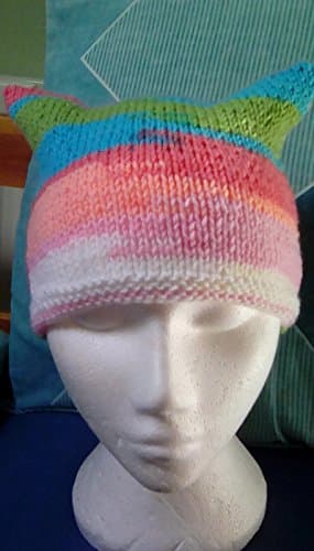 Rainbow Beanie Hat with Ears