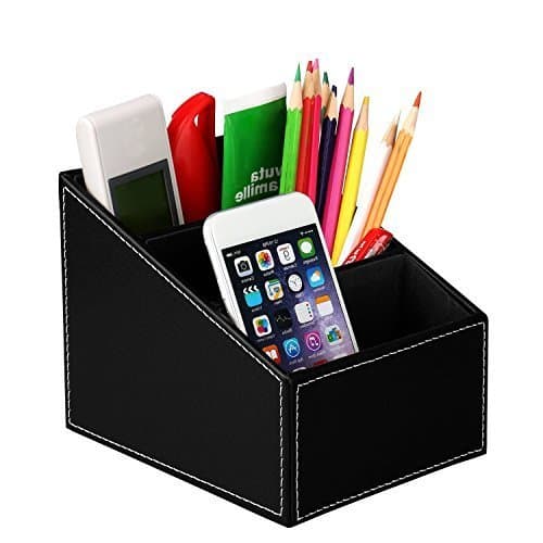PU Leather Remote control / controller TV Guide / mail / CD organizer / caddy / holder (Black)