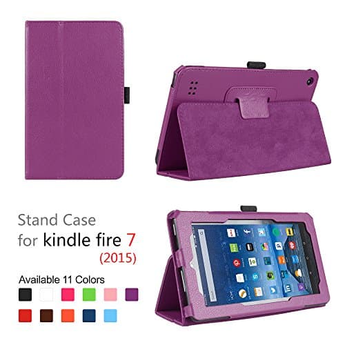 Amazon fire 7 case,Standing case for kindle fire 7 Tablet (Fire 7’’ Display 5th generation,2015 Release Only),Color (Purple)