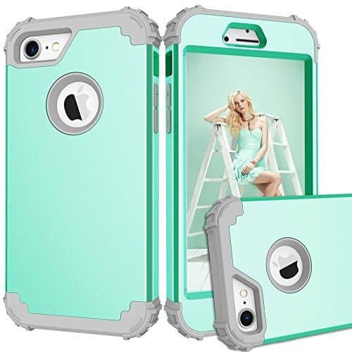 iPhone 7 / iPhone 8 Case - OJAX iPhone 7 / 8 case Shockproof Three Layer High Impact Resistant Hybrid Heavy Duty [Hard PC + Soft Silicone] Full-Body Protective Case for iPhone 7 / 8 (4.7 Inch) (Green)