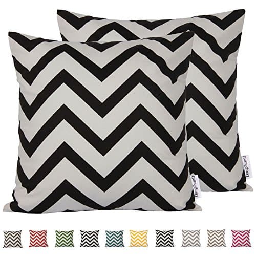 Comoco® 2pc-Pattern Decorative Geometric Thick Canvas Pillowcase Cushion Cover for Sofa Throw Pillow Case(45x45cm,Black)