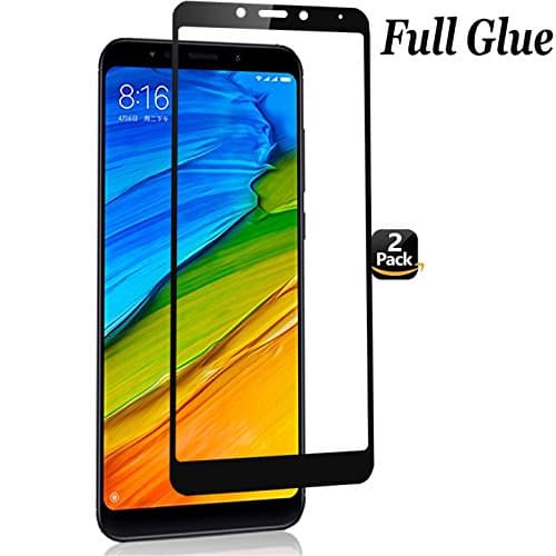 Ferlinso [2 Pack] Xiaomi Redmi 5 Screen Protector, [Full Coverage] [Full Adhesive Glue] Bubble Free Tempered Glass Protection Film with Lifetime Replacement Warranty for Xiaomi Redmi 5 (Black)