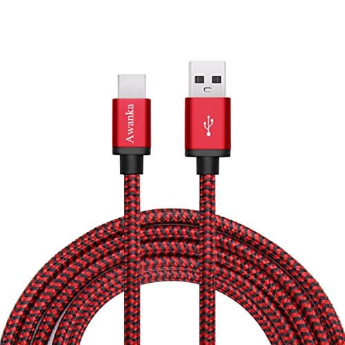 USB Type C Cable, Awanka USB C Cable 1 Pack (3.3 Ft/1M) Nylon Braided Fast Charger Cord (USB 2.0) for Samsung Galaxy S8,S8 Plus,Google Pixel XL,Nintendo Switch,Nexus 6P,Macbook12",OnePlus2 (3.3 Ft/1M Red)