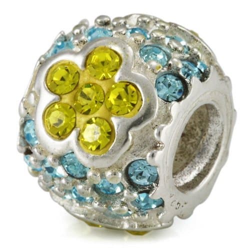 Flower Solid Sterling Silver Charm, OHM is Compatible with Other european bracelets