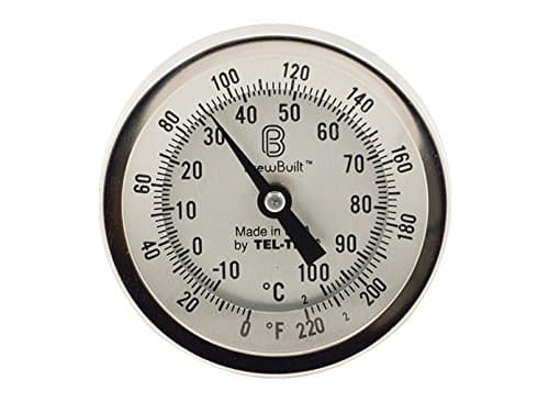 BrewBuilt Thermometer - 2.5" stem x 3" dial, 1/2" MPT