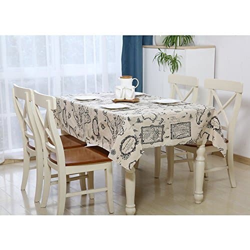 Dining Tablecloth BEICHEN Map Pattern Tablecloths Retro Soft Cotton and Linen Tablecloth Photography Background Cloth (60*120inch)