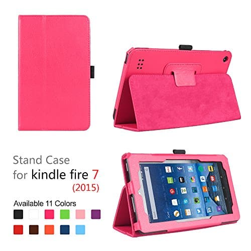Amazon fire 7 case,Standing case for kindle fire 7 Tablet (Fire 7’’ Display 5th generation,2015 Release Only),Color (Hot Pink)