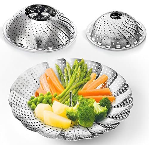 TWO-SIZES (Large and Standard) Vegetable Steamer Baskets Set - 2x Steamer Inserts for Instant Pot + Safety Tool - 100% Stainless Steel - Instant Pot and Pressure Cooker Accessories
