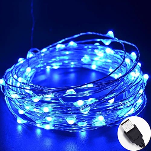 InteTech®10m 100 LEDs Micro silver Wire Waterproof LED String Lights Indoor Outdoor Starry String Lights Lighting DIY Decoration for Bedroom Jars Garden Camping Festive Wedding Christmas Party (Blue)