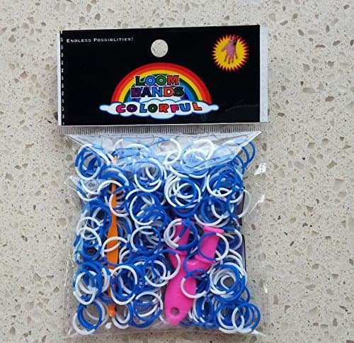 300 VALUE PACK MINI MULTI COLOUR DUO SILICONE Latch Hook, 1/12 White/Blue Hook for Rainbow Loom Bands