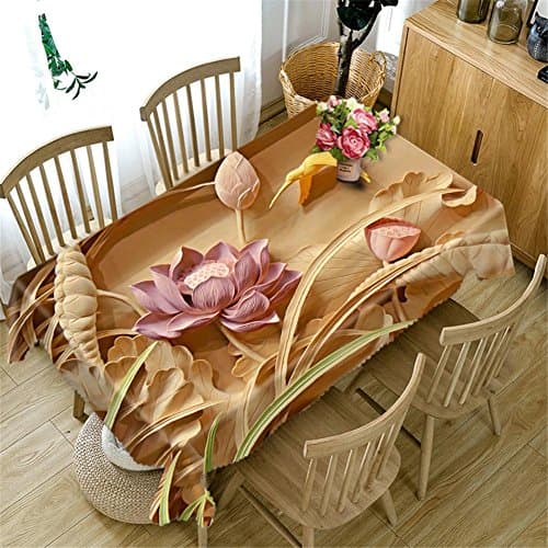 Dbtxwd Tablecloth 3D Carved lotus Visual space Printing Rectangular Dust-proof Kitchen Decoration Table Top Cover Various sizes , f
