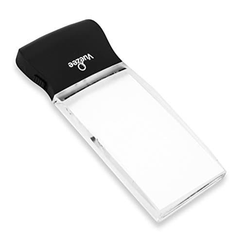 Vuezee LED Light 2X Large Rectangular Handheld Reading Magnifying Glass, 2.3" X 4" Rimless Distortion-Free Magnifier Lens