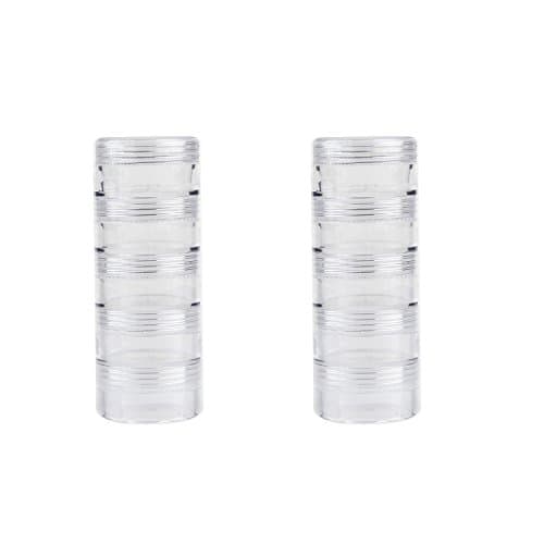 JDONOW 5 Layer cylinder Stackable Transparent Round PS Plastic Storage Container Box Super Clear Accessories Organizer Box for Beads Crafts Other Small Items，5/10 Column Combination Sale (2 Columns)