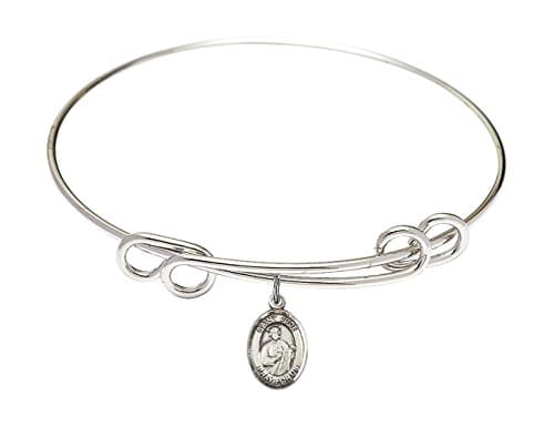 8 1/2 inch Round Double Loop Bangle Bracelet with a St. Jude Thaddeus charm.