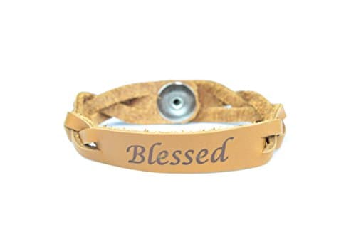 Leather Essential Oil Diffuser Bracelet BLESSED (Large, Tan)