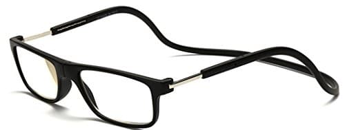 Adjustable Front Connect Reader Click Magnetic Reading Glasses Rectangle Black 200