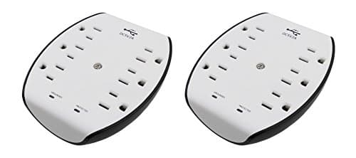 YOPI 2PK 6 Outlets Wall Mount Surge Protector with 2.1A High Speed Dual USB Ports for Charging Iphone Samsung Ipad tablet PC