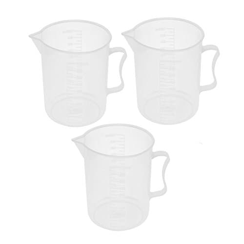 Plastic School Water Container Measuring Testing Beaker 1000ml 3 Pcs