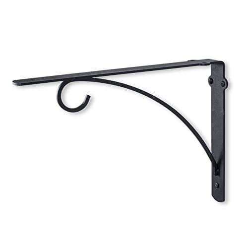 ArtifactDesign Rustic Industrial Multi-Functional Iron Wall Bracket with Angled Up-Curled Hook Hanging Plant Pot Holder Frosty Black
