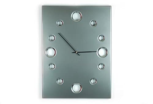 Black Chrome, Large Rectangular Metal Powder Coated Wall Clock, Sleek, Industrial, Modern and Unique, Silent (non-ticking)
