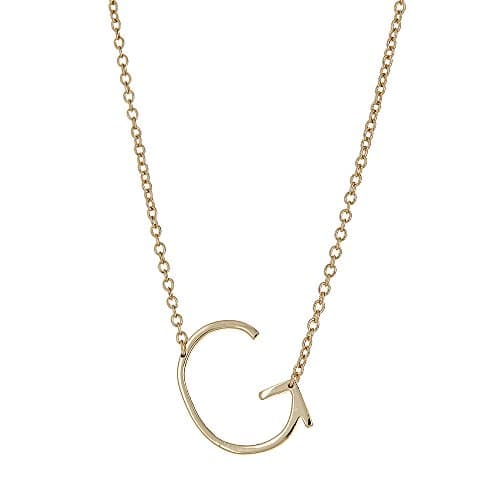 Gold Plated 925 Sterling Silver Plain Simple Uppercase Initial Script Letter G Pendant Necklace