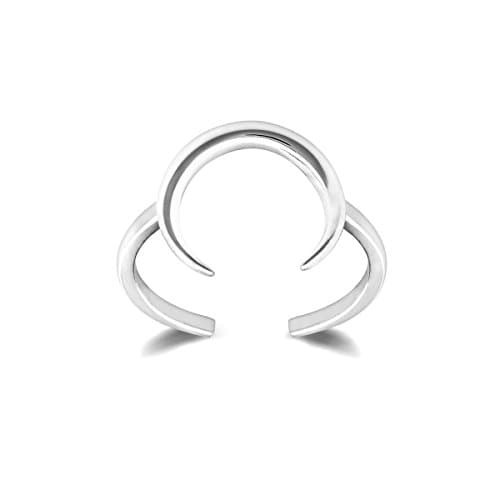 Crescent Moon Ring - 925 Sterling Silver - Adjustable