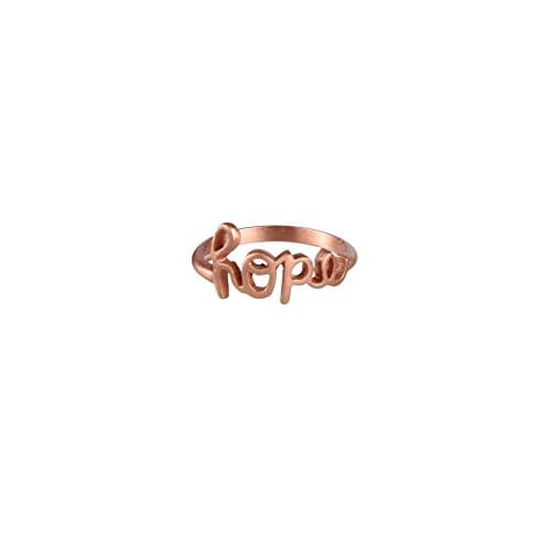 18K Rose Gold Plated Solid Sterling Silver Cursive Style Font "Hope" Ring by Gem Jewellery Hub