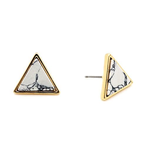 Triangle Marble Ear Stud Earring in Gold