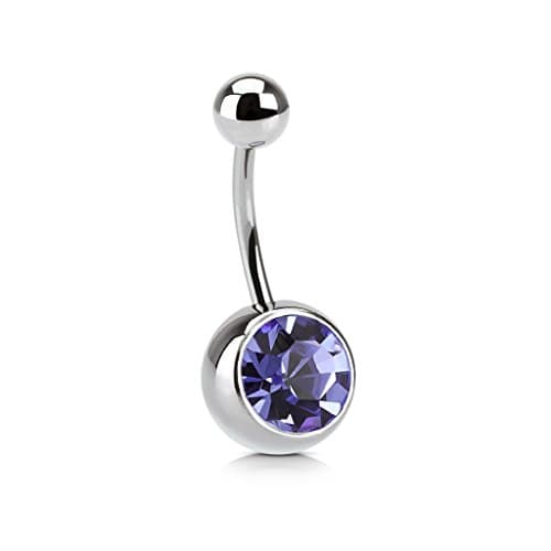 Dynamique 14g Basic Belly Button Ring with 8mm Stone (Sold per Piece)